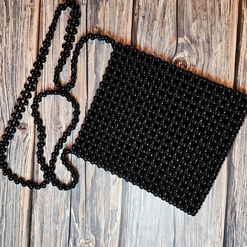 BLACK BEADED CROSSBODY BAG - Picture 3 of 10